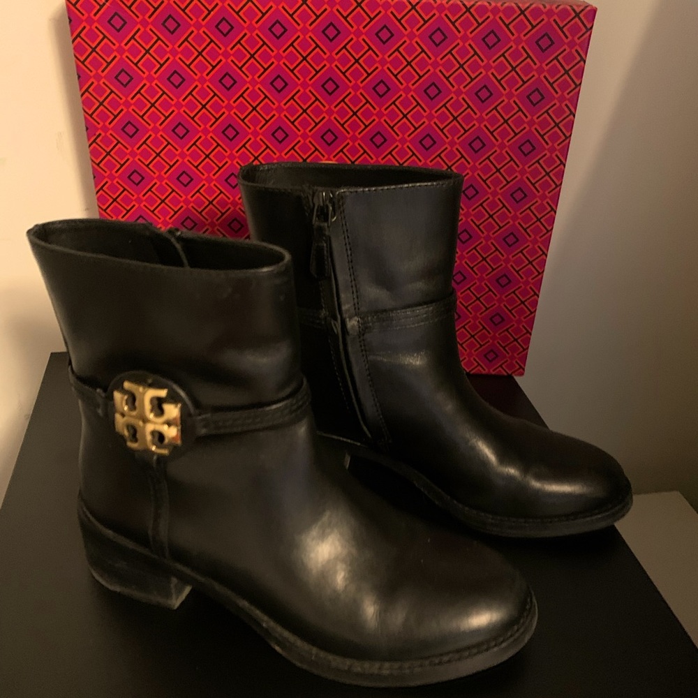 Black Tory Burch Miller Booties.